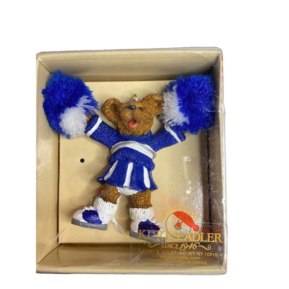Vintage Kurt Adler Holly Bearies CHEERLEADER Bear Ornament New Old Stock NIB - Picture 4 of 7